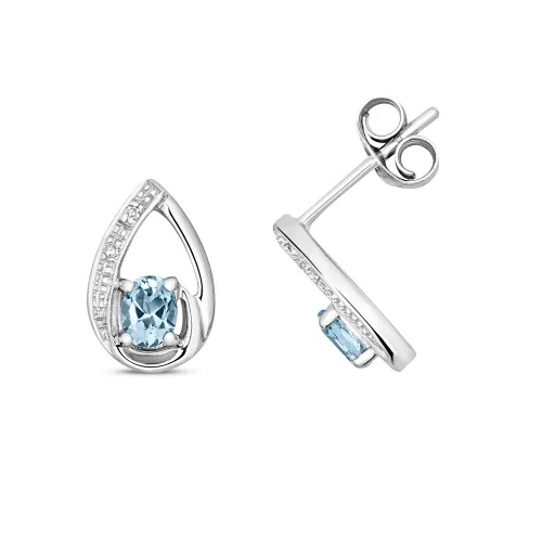 Diamond And Aquamarine Studs